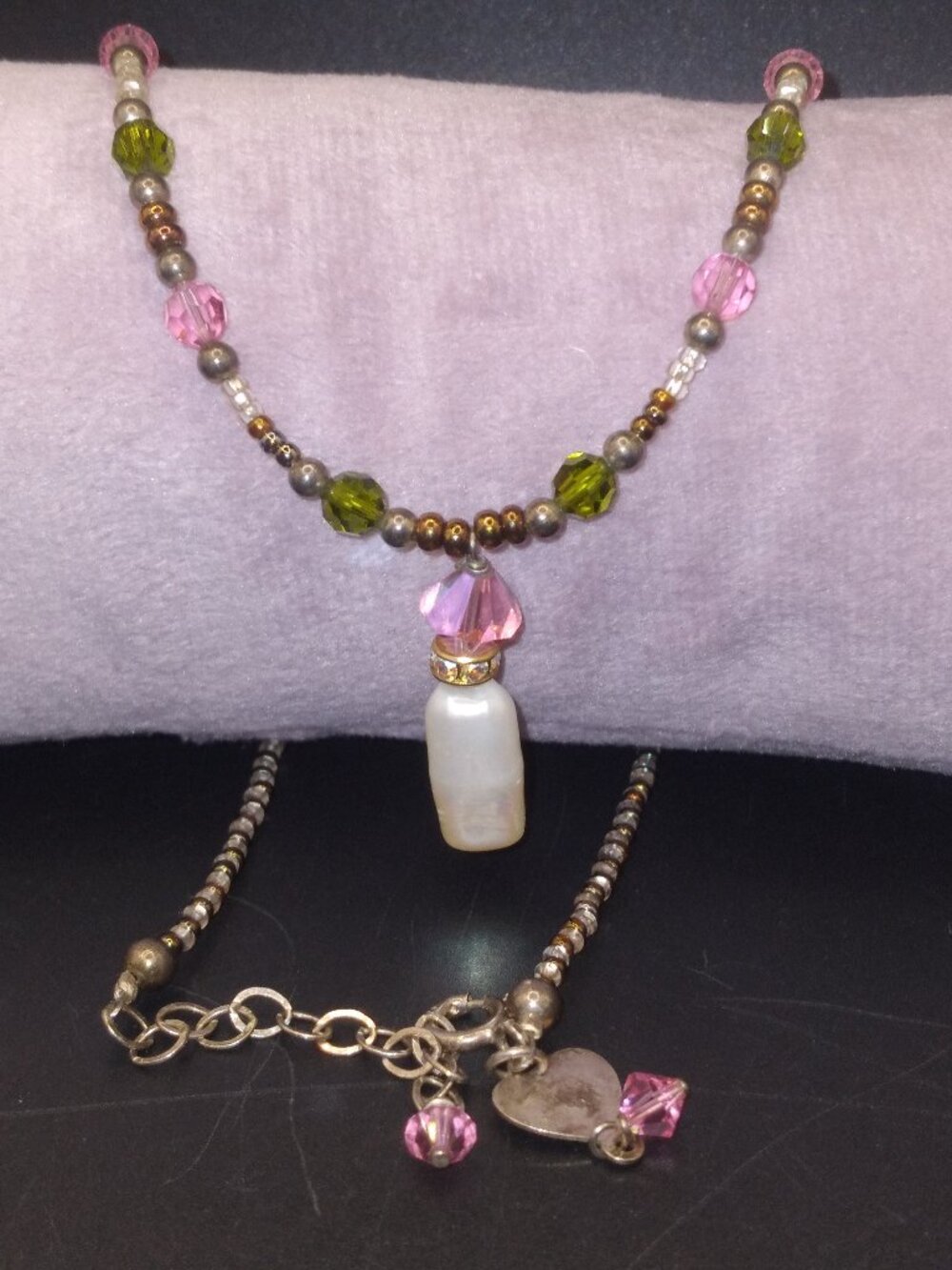 Grace Yingling one of a kind design Sterling Silver,Crystal and Pearl Necklace